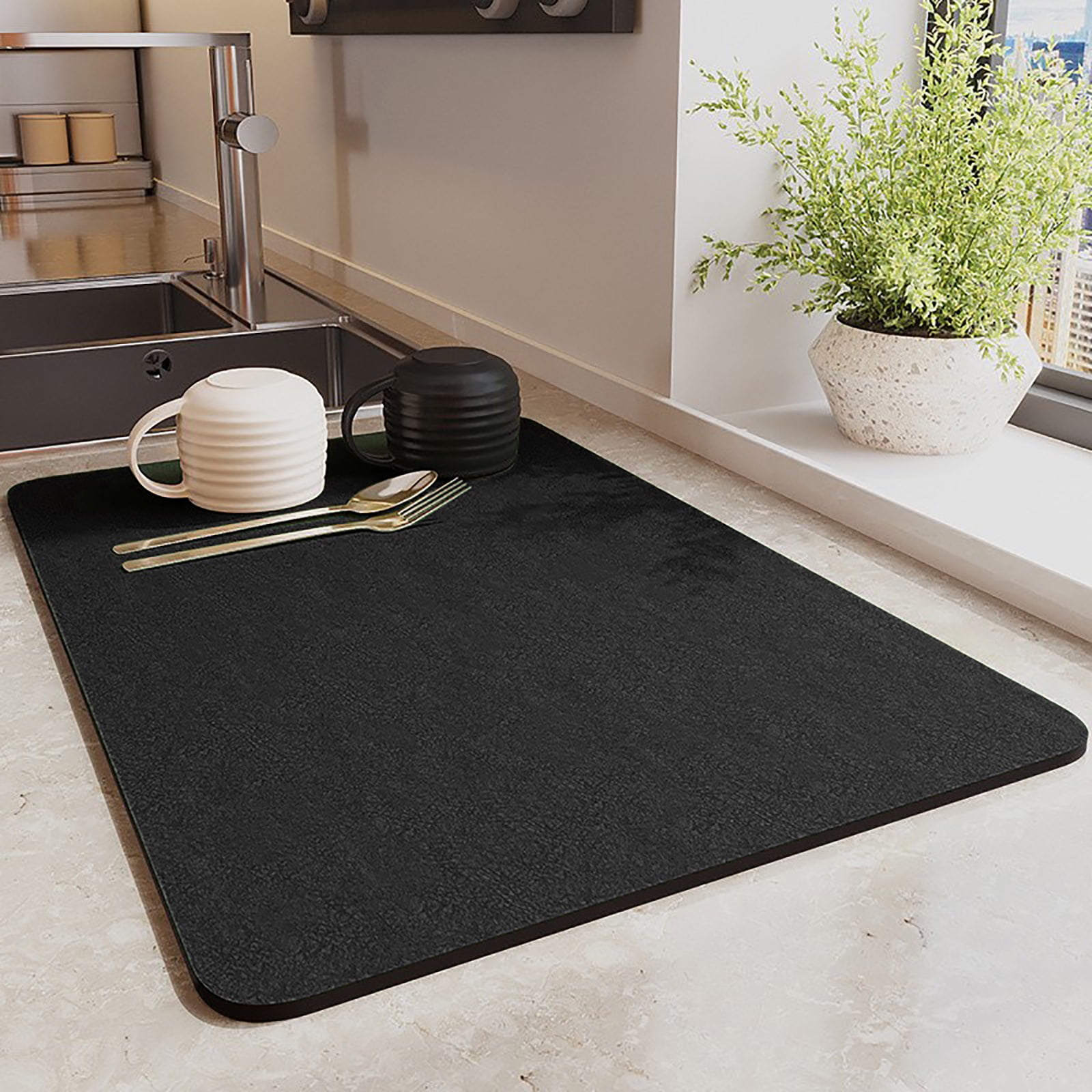 PtRug Coffee Bar Mat Rubber Dish Drying Mat for Kitchen Counter Coffee Mat for Home Bar Gift Kitchen Mat Coffee Bar Accessories Decorative Coffee Shop