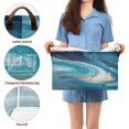 thumbnail image 5 of 2Pack Waterproof Foldable Storage Basket Medium, Metal Frame & Hollow Board Support, for Clothes and Toy Organization Aqua Gilded Waves, 5 of 8