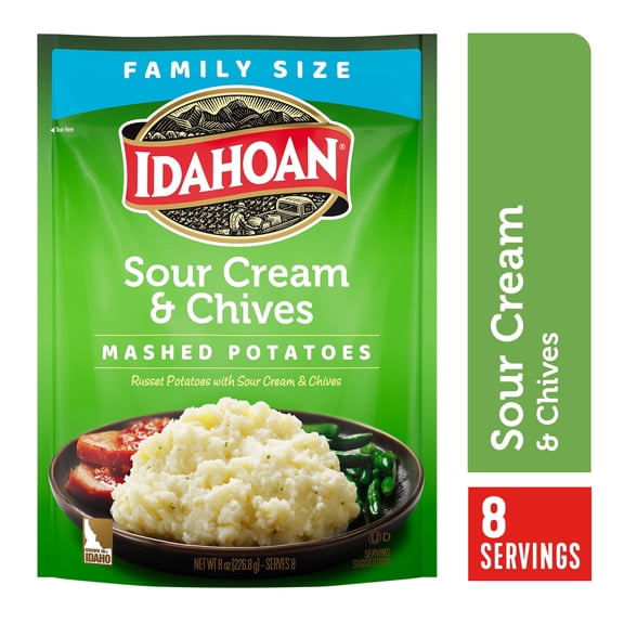 Idahoan Sour Cream & Chives Mashed Potatoes Family Size, 8 oz Pouch