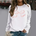 thumbnail image 2 of Fiaer Woman Sweatshirts Trendy Crew Neck Bow Graphic Long Sleeve Pullover Oversized Baggy Fit Casual Solid Comfort Tops White XL, 2 of 5