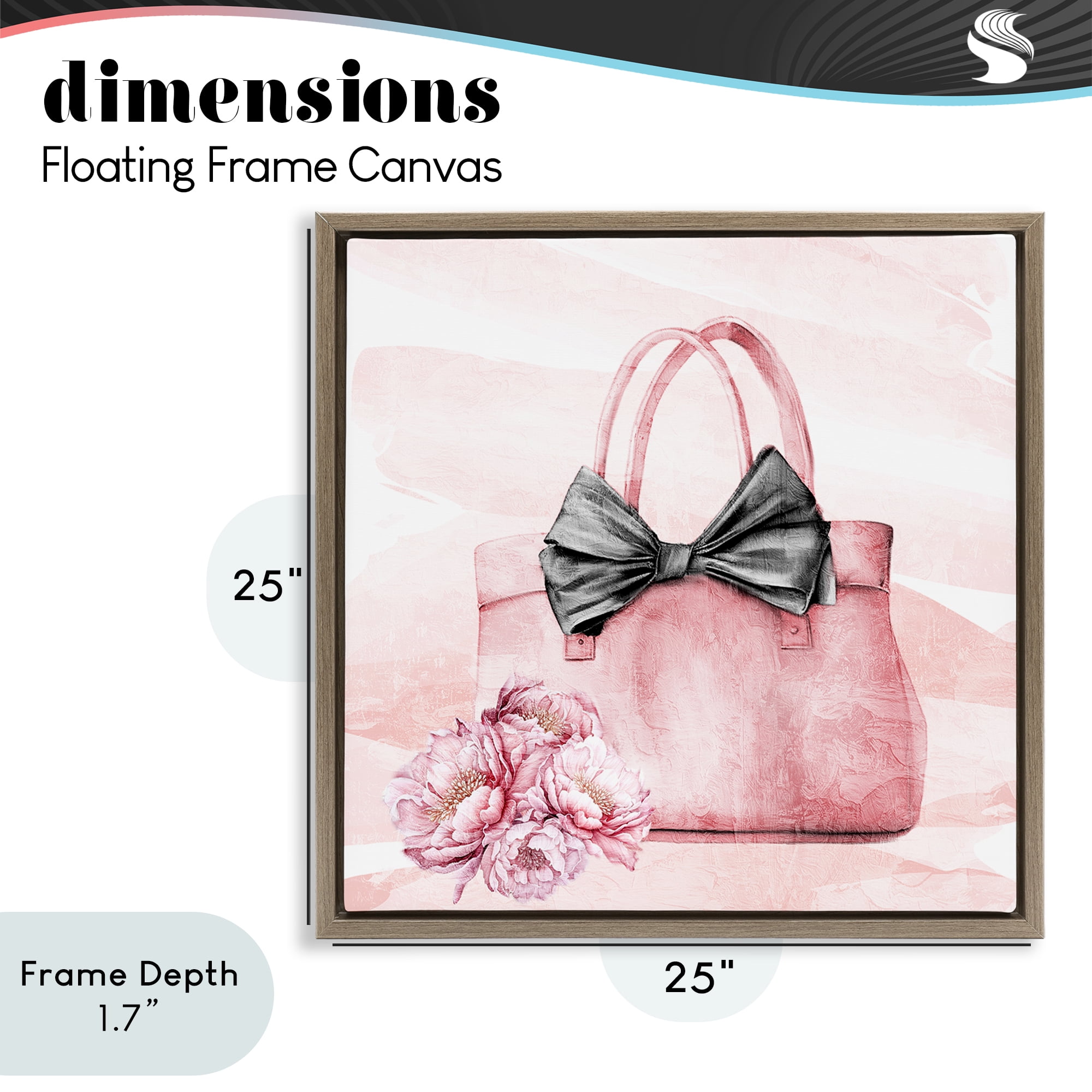 Stupell Industries Blush Glam Time Bag Brown Framed Floater Canvas Wall Art, design by Kim Allen
