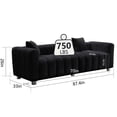 thumbnail image 4 of SZLIZCCC 87.4'' 3 Seater Velvet Sofa Loveseat ,Piano key sofa Modern Bubble Upholstered Couch with 2 Pillows and Metal Feet for Living Room Black, 4 of 8