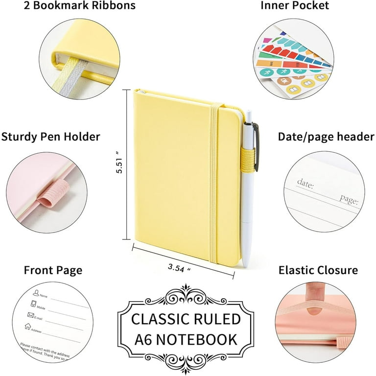 Feela 3-Pack Pocket Notebook Journals with Pens, A6 photo 4