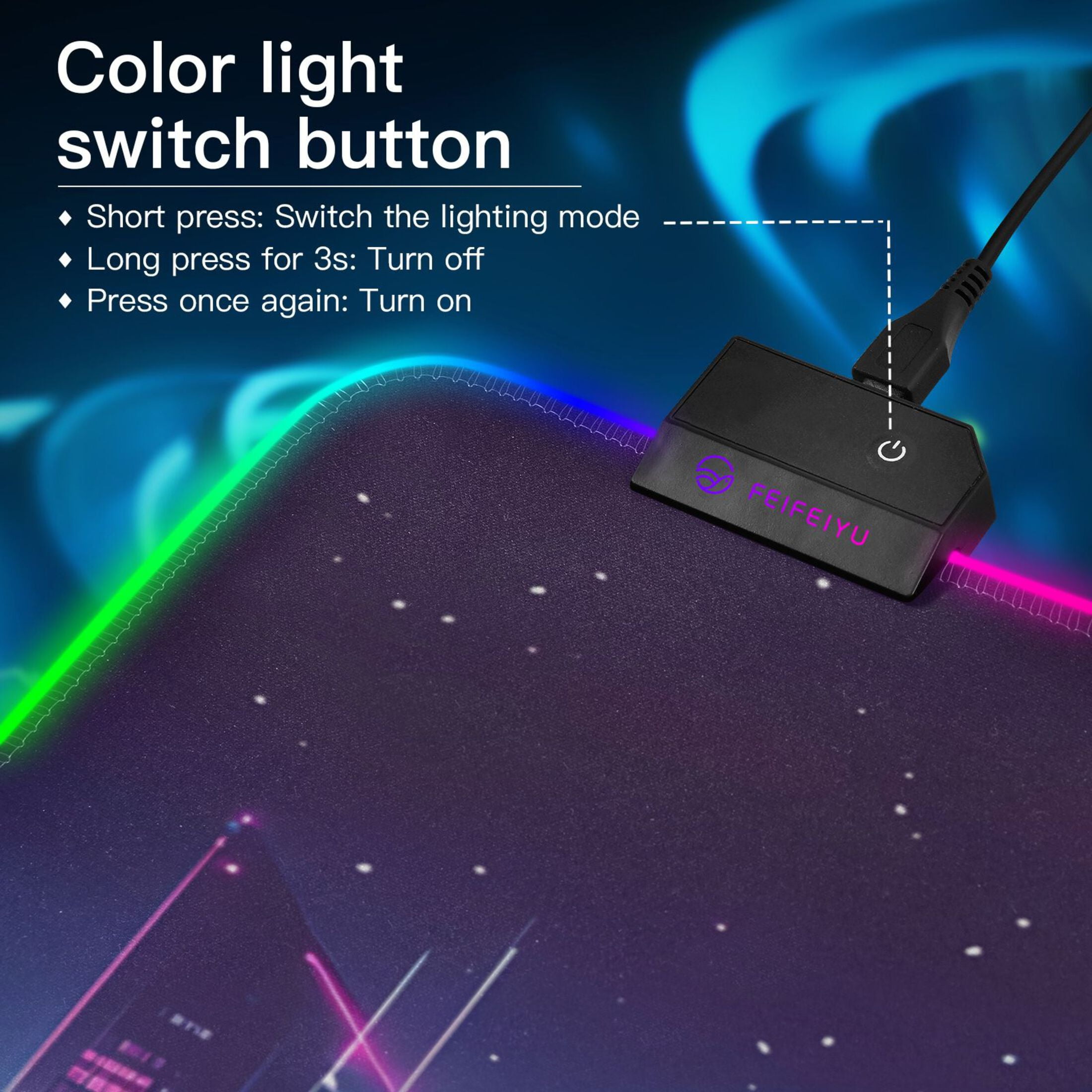 Large RGB Gaming Mouse Pad Led Glowing Mousepad Non-Slip Rubber Base 13 Light Modes 35.4x15.7 Cyberpunk City at Night