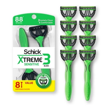 Schick Xtreme 3 Blade Disposable Razors for Men, 8 Ct, Men's Sensitive Skin Manual Disposable Razors