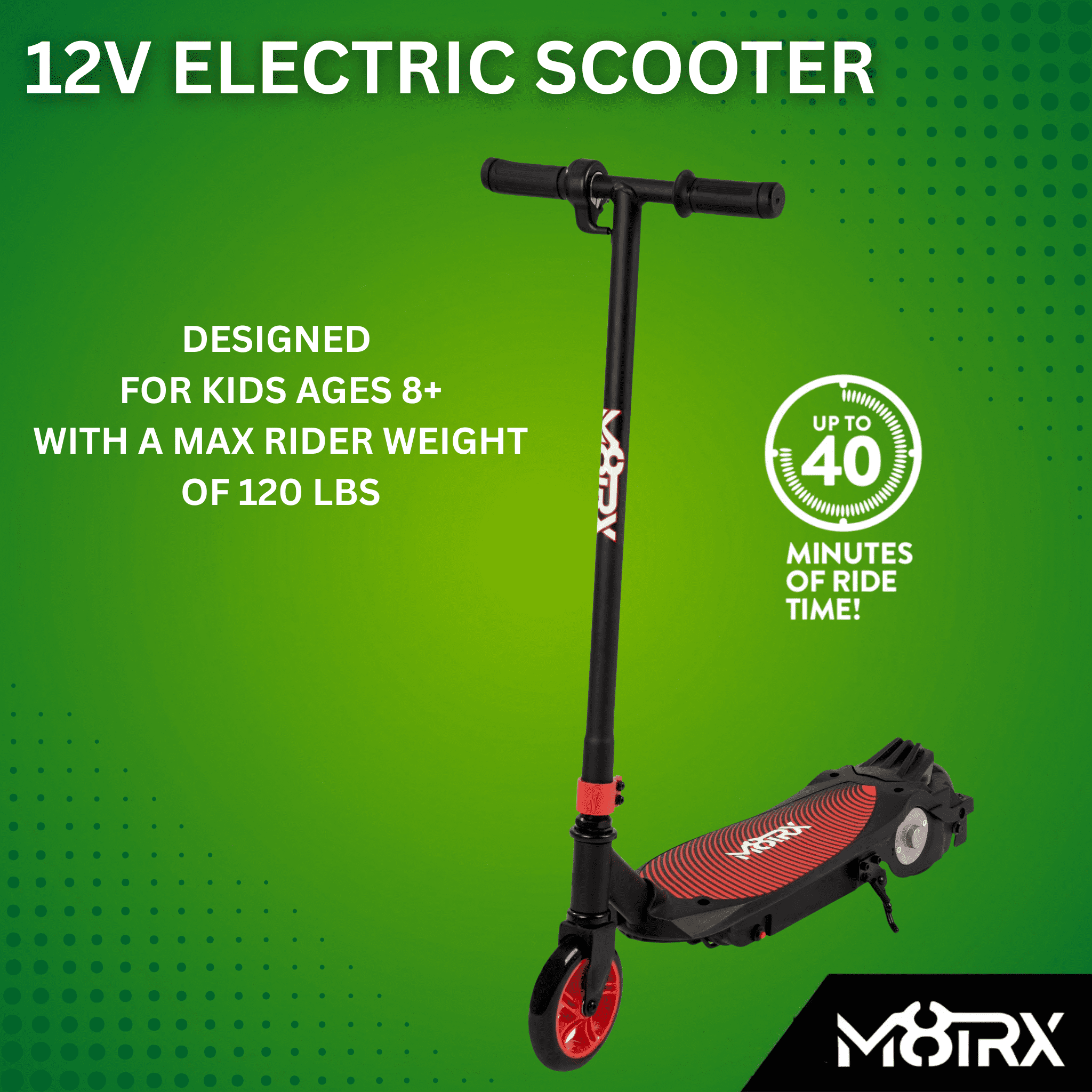 M8TRX Sports M90 Red 12V Electric Scooter for Kids Ages 8+, Up to 10 MPH