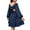 Dark Blue, variant on Coerni Teen Girls Puffy Long Sleeve Dress Square Neck Tie Back Midi Sundress Oversized Bow Dresses Elegant A Line Party Gown