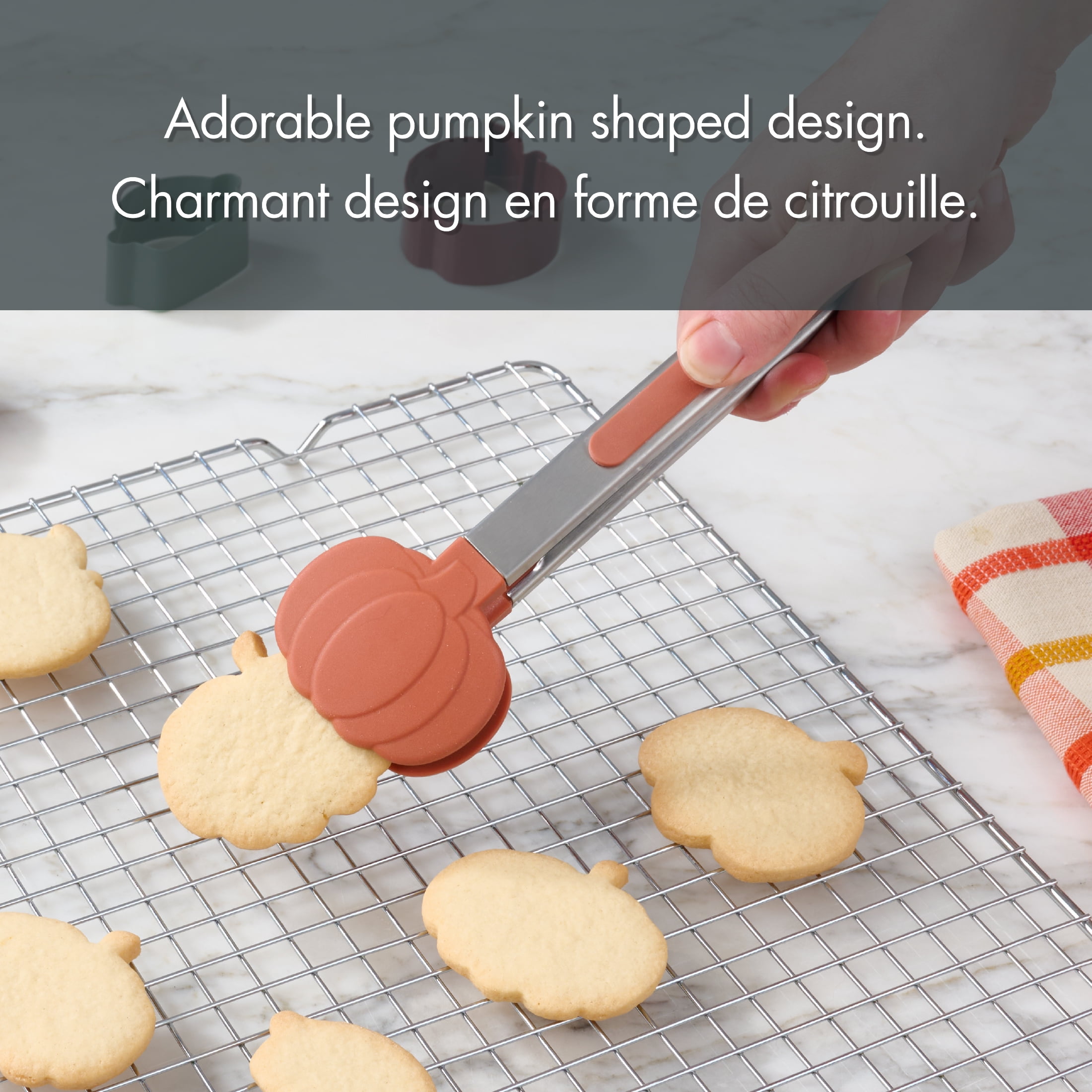 Walmart's Way-to-Celebrate 9" Stainless Steel & Silicone Cooking & Serving Tongs, Pumpkin, Orange, WAY-TO-CEL PL SILICONE TONGS