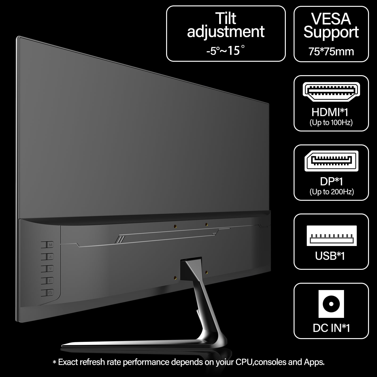 Gawfolk 24.5" 200Hz Gaming Monitor FHD | Frameless | Built-in speaker| 100% sRGB | Eye Care | VESA