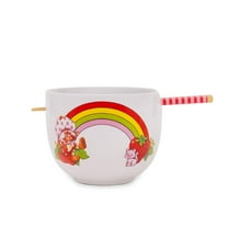 Strawberry Shortcake Rainbow 20-Ounce Ceramic Ramen Bowl With Chopsticks