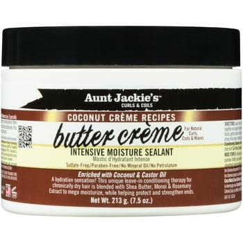 Aunt Jackie's Curls & Coils Coconut Creme Recipes Intensive Moisture Sealant Leave-in Conditioner with Castor Oil, 7.5 oz