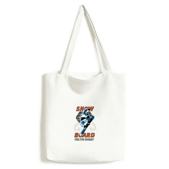 Snow Board Winter Sport Illustration Tote Canvas Bag Shopping Satchel Casual Handbag
