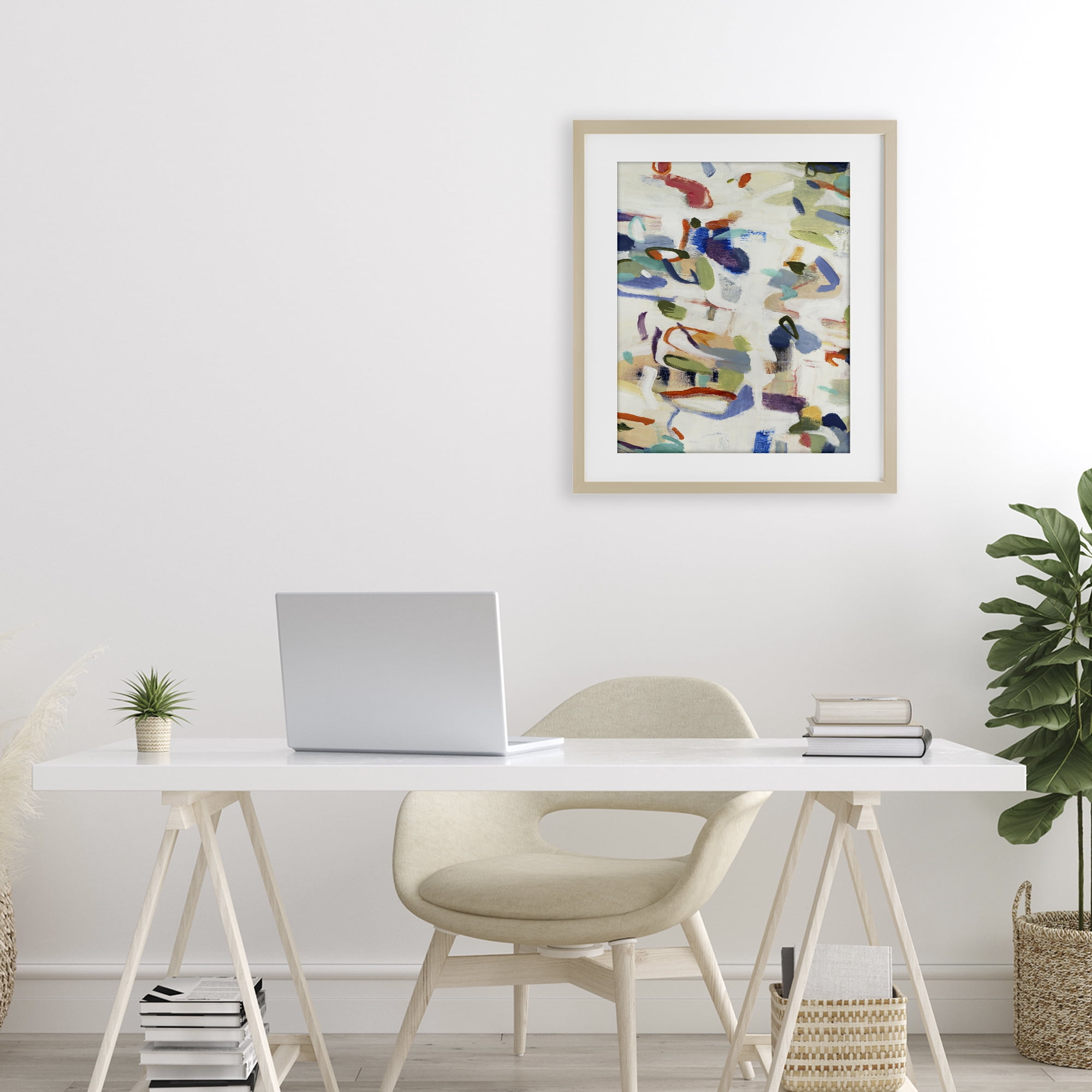Stupell Industries Expressive Composition Brushstrokes Birch Framed Print Under Glass, design by Lisa Ridgers
