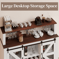 thumbnail image 5 of Waleaf Farmhouse Coffee Bar Cabinet with LED Lights, 55" Wine Bar Buffet Cabinet w/Sliding Barn Door & Wine and Glass Rack&nbsp;for Dining Room, 5 of 6