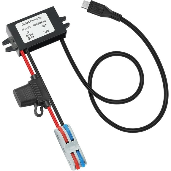 YBBOTT DC DC Converter 12V 24V to 5V 3A with Micro USB 48 CM Cable Step Down Converter 15W Buck Converter Power Supply for CNC Switch Photovoltaic Panel etc