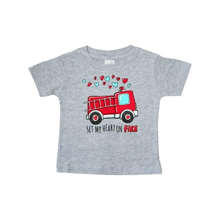 

Inktastic Set My Heart on Fire Valentine Fire Truck with Hearts Gift Baby Boy or Baby Girl T-Shirt
