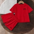 thumbnail image 5 of Fesfesfes Girls Two Piece Outfit Short Sleeve T Shirt and Shorts Set Casual Summer Play Clothes for Big Kids Toddler Youth Matching Top and Bottom Comfy Everyday Wear(Red,7-8 Years), 5 of 6