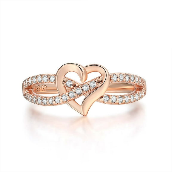 Littleplum Gold Plated Infinity Criss Cross Heart Ring,Infinity Heart Promise Ring,Moissanite Diamond Promise Ring for Women,Heart Engagement Ring Engagement Ring for Women Jewelry Gift