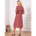 thumbnail image 5 of DARING DIVA Fall Long Sleeve Midi Floral Boho Dress S Red, 5 of 7