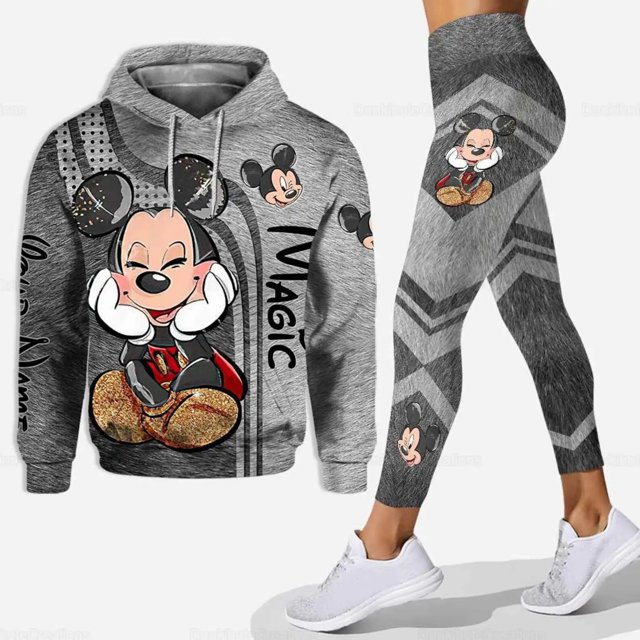 Sudadera con capucha de Mickey personalizable para mujer, conjunto de pantalones de chándal de Yoga de Mickey, Leggings de Yoga de Disney, chándal de moda