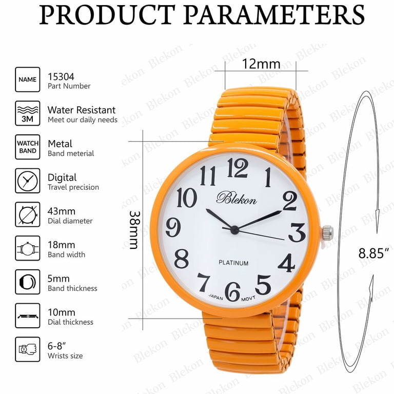Women\'s Orange New Super Large Face Stretch Band Japanese Movement Fashion Watch Blekon Women main image 4