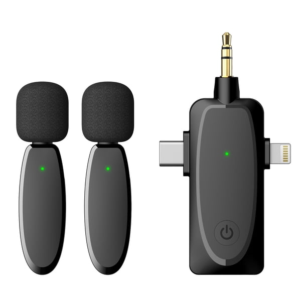 Mini micrófono Lavalier inalámbrico Micrófonos para iPhone, Android y Camera-Reduction-Professional Video Recording Mic para entrevista, Vlog