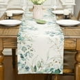 thumbnail image 3 of Decorative Table Runner, Watercolor Floral Design, Sage Green and White，Family Holiday Gathering Table Decoration Cloth, 13*72in, 3 of 5