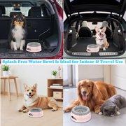 Dog Water Bowl, Dog Bowl No Spill Dog Food Water Bowl Slow Water Feeder, Spill Proof Pet Water Dispenser Vehicle Carried Travel Water Bowl for Small Medium Dogs and Cats, 25oz/750ML, Pink
