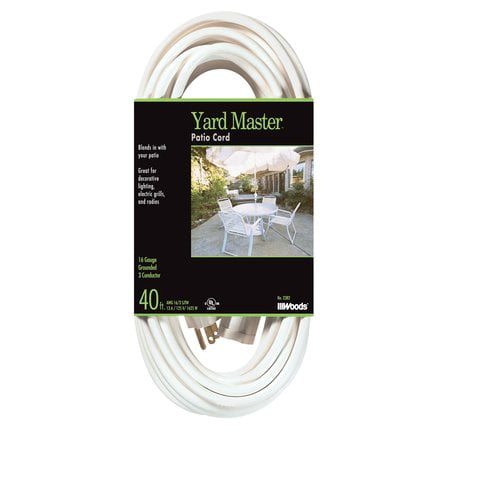 Coleman Cable Yard Master Outdoor Extension Cord, 40 Ft., White by Woods