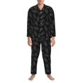 thumbnail image 3 of Balery White Pineapples Pijama para Hombre de Dos Piezas con Manga Larga, Conjunto de Dormir y Descanso Suave con Bolsillos-Large, 3 of 7