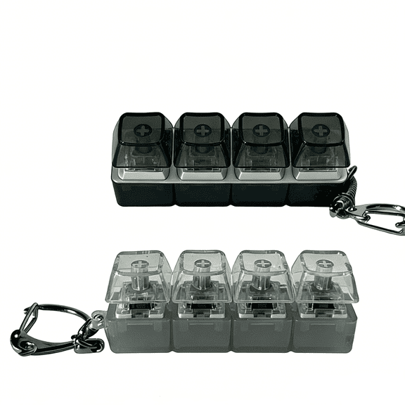 Keyboard Fidget Toy for Adults Keyboard Clicker with LED Light,2 PCS Keyboard Fidget Toy, Keyboard Fidget Keychain 4-in-1 Keyboard Decompression Button Finger Clicker Toys