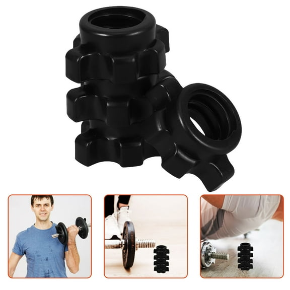 Supvox 4Pcs Barbell Fixing Nut Black Plastic Spinlock Collar for Durable Dumbbell Rod
