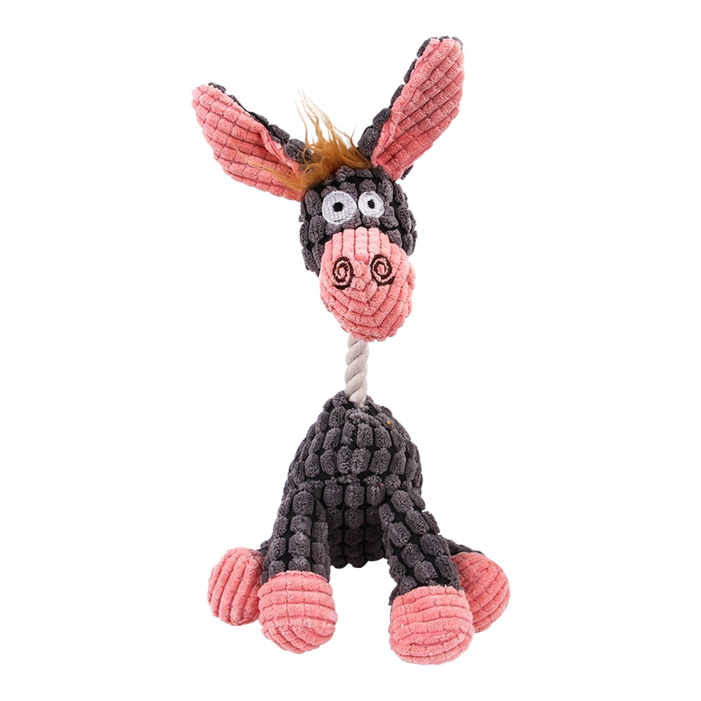 Kepooman Puppy Squeaky Plush Toys for Dog, Cartoon Donkey Shaped, Gray Kepooman Puppy Squeaky Plush Toys for Dog, Cartoon Donkey Shaped, Gray