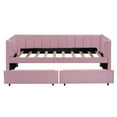 thumbnail image 5 of Aukfa Daybed with Storage Drawers, Twin Size Upholstered Bed Frame, Velvet, Pink, 5 of 8