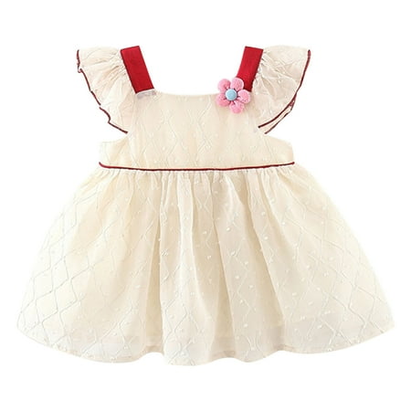 

BSDHBS Toddler Dress 3T Toddler Girls Fly Sleeve Sundress Lace Ruffles Princess Dress Dance Party Dresses Clothes