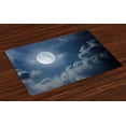 thumbnail image 1 of Ambesonne Moon Place Mats Set of 4, Night Skyline Full Moon, Standard Size, Dark Blue White, 1 of 4