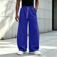 thumbnail image 2 of Wide Leg Sweatpants for Men,Drawstring Elastic Waist Loose Fit Pants with Pockets for Daily Wear, 2 of 7