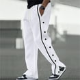 thumbnail image 2 of Men's Sweatpants Tear Away Basketball Pants High Split Snap Button Loose Pants Jogger Workout Trousers with Pockets Mens Loose Fit Pants Black, 2 of 9
