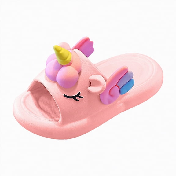 TOWED22 Toddler Little Kids Slide Sandals Comfy Non-slip Unicorn Summer Beach Pool Water Shoes Thick Sole Boys Girls Shower Slippers(Pink,9)