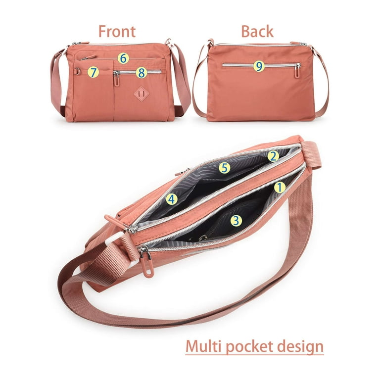 Gustave Nylon Crossbody Bag Purse for Women Casual Travel Shoulder Handbag Waterproof Lightweight Satchel Messenger Bags with Lots of Pockets