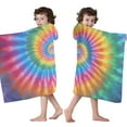 thumbnail image 4 of Rainbow Tie Dye Mandala Pattern Hooded Bath Towel，50"x30" for Ages 3 To 12 Kids, Quick Dry Lightweight Soft Microfiber Hood Beach Towel Cover Up for Kids, 4 of 7