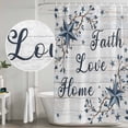 thumbnail image 5 of Farmhouse Shower Curtain, Waterproof Shower Curtains for Bathroom, Blue Country Texas Star Vintage Berries Wooden Washable Fabric Bathtub Curtain Set Bath Decor with 12 Hooks Extra Long 72"x96", 5 of 8