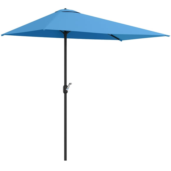 Outsunny 8ft Half Umbrella Outdoor Balcony Parasol Light Blue