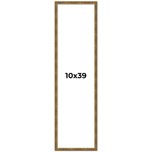 10x39 Frame Gold Solid Wood Picture Frame - Complete Modern Photo Frame Includes UV Acrylic