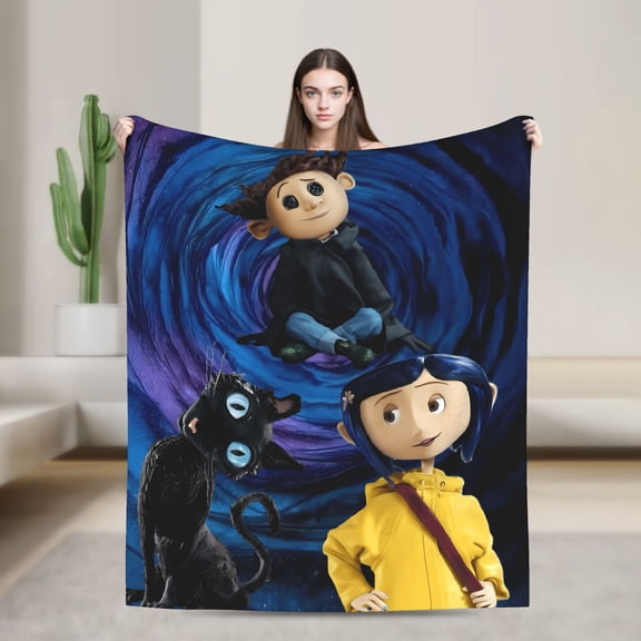 Coralines Quality Warm Soft Horror Cartoon Winter Living Room Funny Flannel Blanket