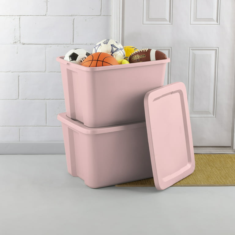 Sterilite 18 Gallon Tote Box Plastic, Blush Pink,Volume Capacity