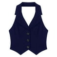 thumbnail image 6 of YONGHS Women's Dressy Casual Vest Tuxedo Suit Waistcoat Sleeveless Tank Top Blazer Navy Blue XL, 6 of 8