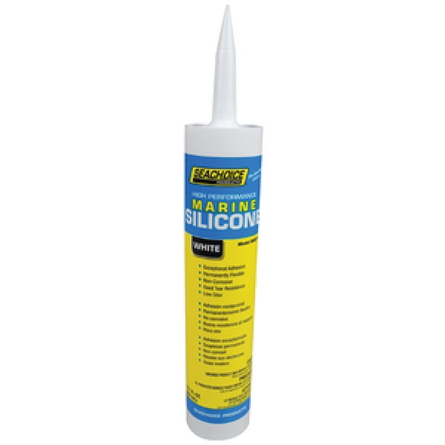 Sellador de silicona marino SEACHOICE, tubo blanco de 10.1 oz