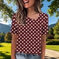 thumbnail image 2 of DeHolifer Women Summer T-Shirts Casual Printed Slanted Collar Short Sleeve Tee Tops Wine L, 2 of 5
