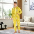 thumbnail image 5 of 1 Piece Adult Onesie Pajamas Cozy & Loose-Fit Sleepsuit Loungewear with Pockets Yellow Background with White Snowflakes X-Small, 5 of 7